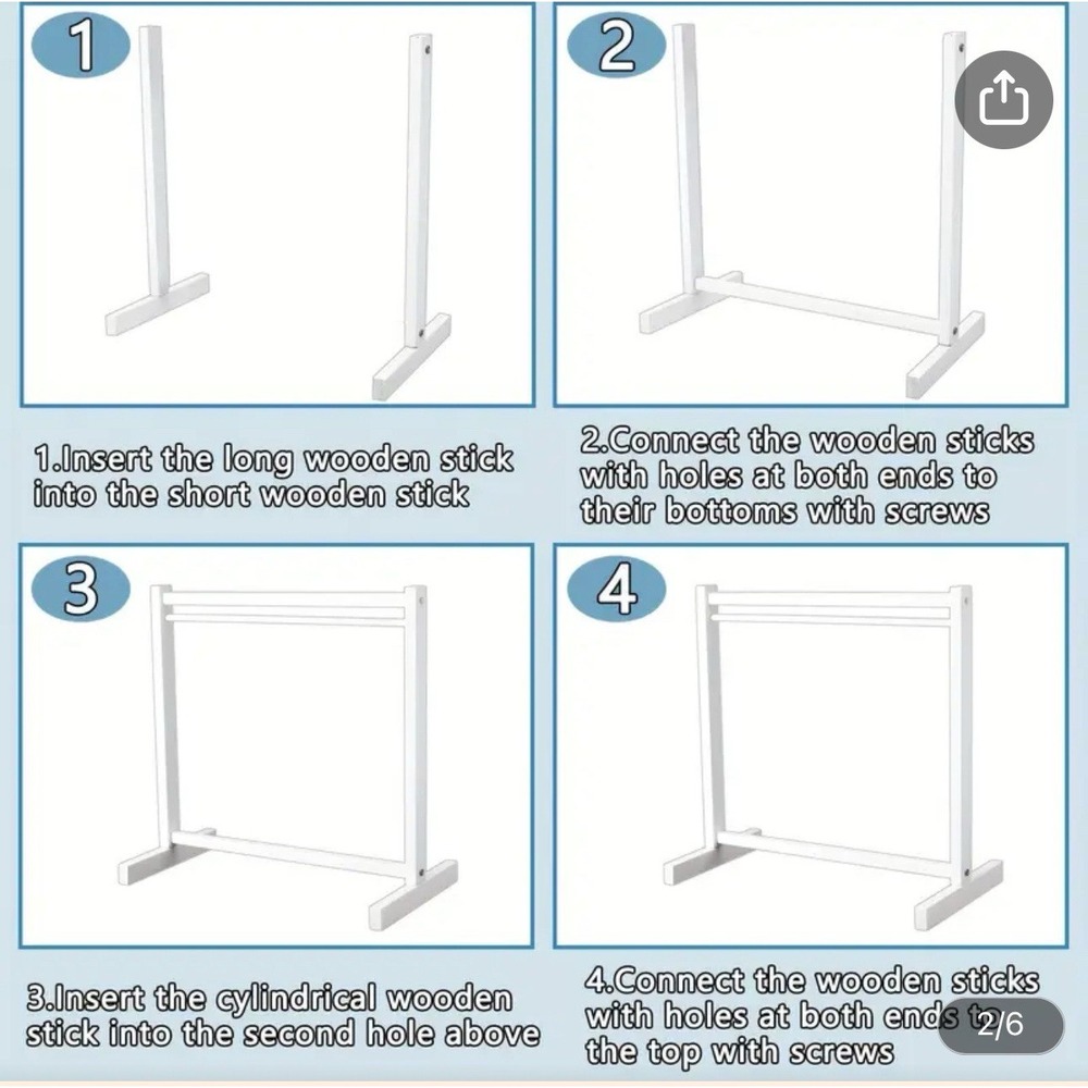 Wooden Rack For Labubu Clothes / Clothing - Rack & 10 Hangers - Easy Assembly - Picture 4 of 4